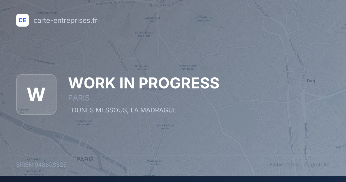 WORK IN PROGRESS — 948898325 — fiche entreprise