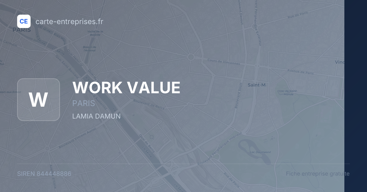 WORK VALUE — 844448886 — fiche entreprise