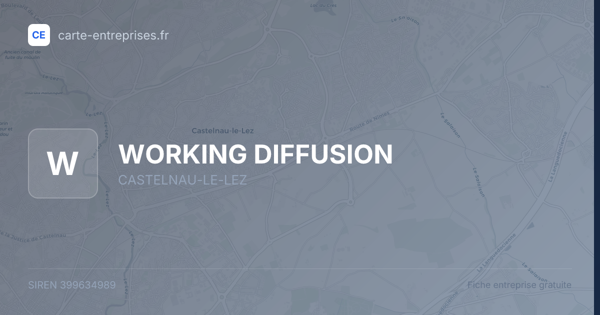 WORKING DIFFUSION — 399634989 — fiche entreprise