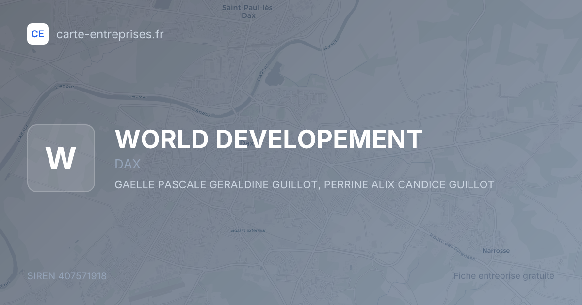 WORLD DEVELOPEMENT — 407571918 — fiche entreprise