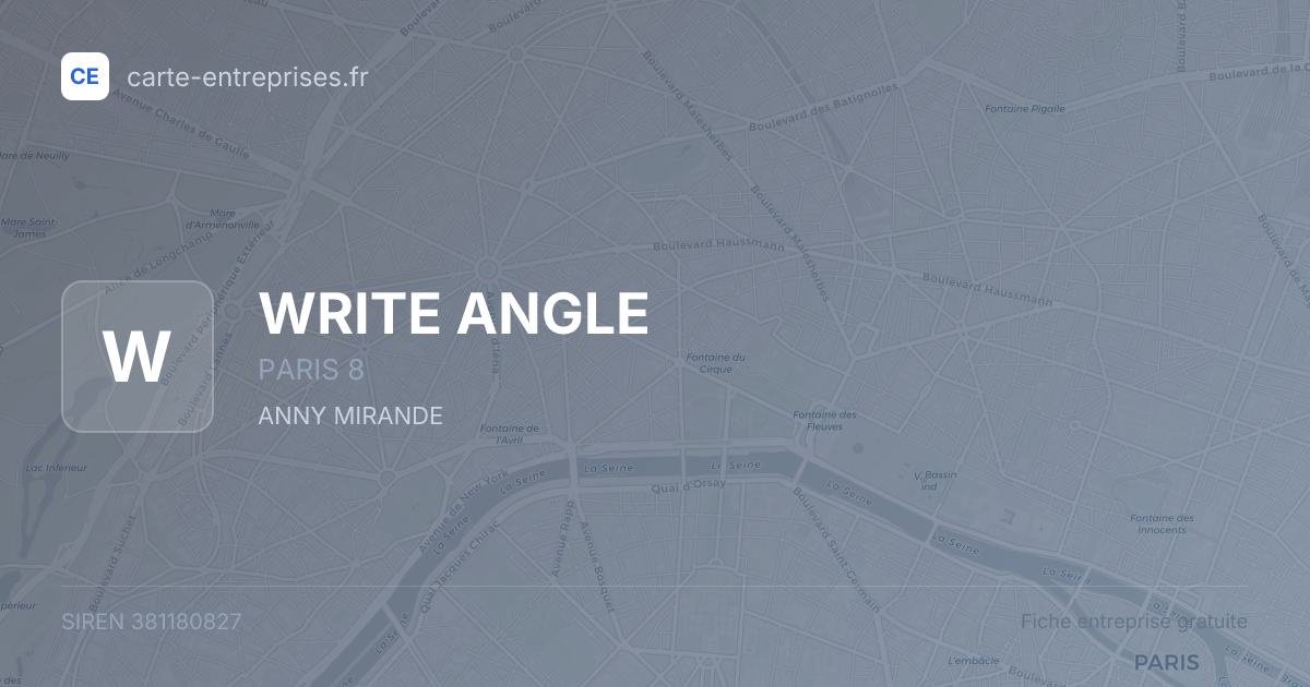 WRITE ANGLE — 381180827 — fiche entreprise