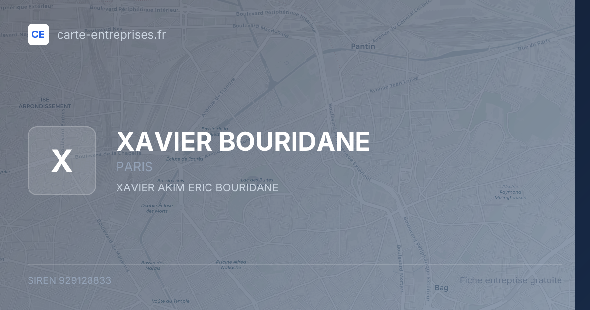 XAVIER BOURIDANE — 929128833 — fiche entreprise