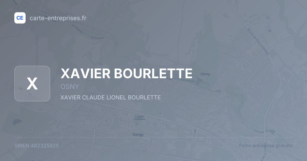 XAVIER BOURLETTE — 482325925 — fiche entreprise
