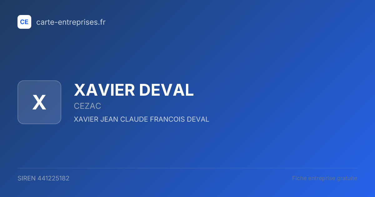 XAVIER DEVAL — 441225182 — fiche entreprise