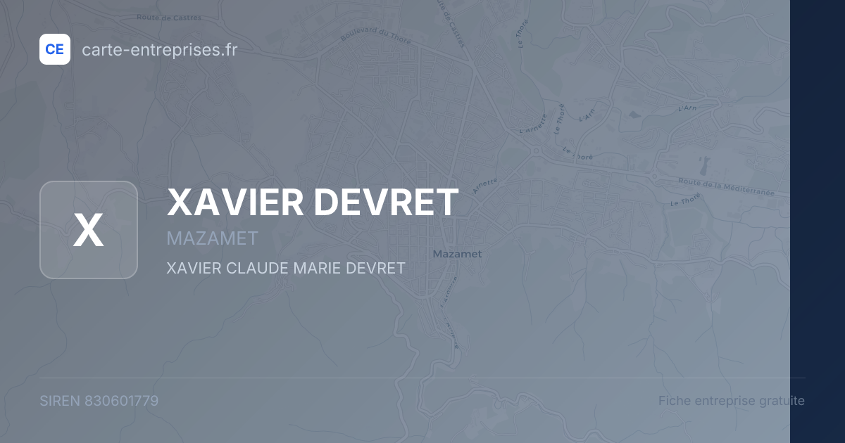 XAVIER DEVRET — 830601779 — fiche entreprise