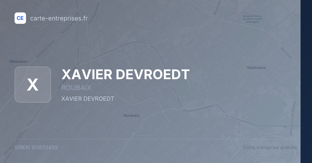 XAVIER DEVROEDT — 101832459 — fiche entreprise