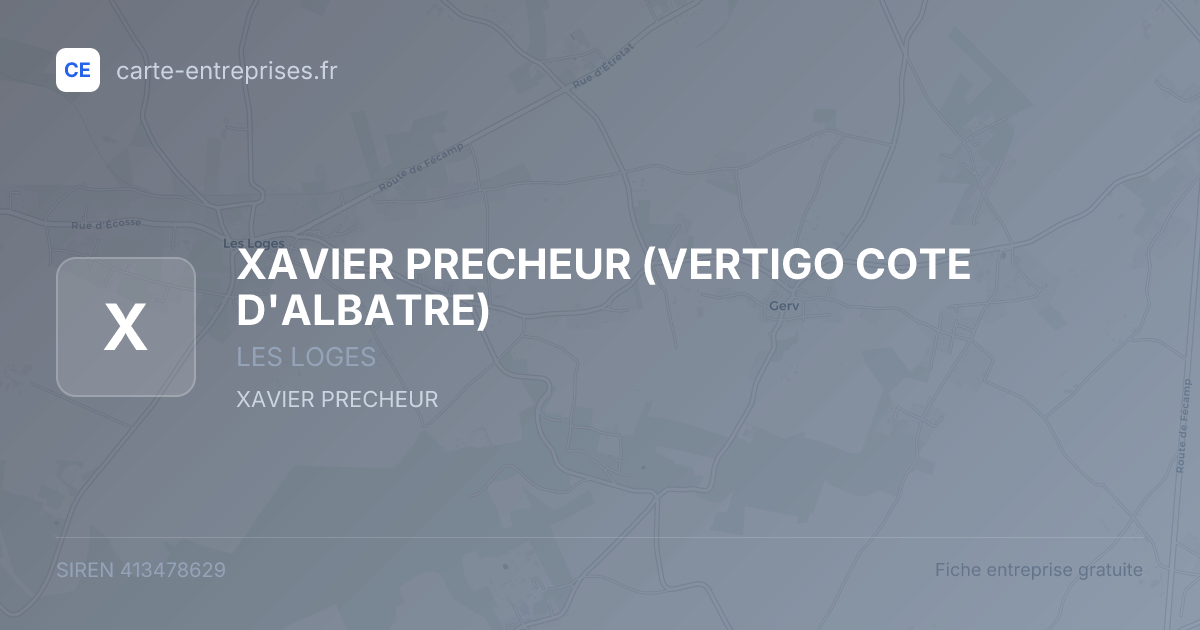 XAVIER PRECHEUR (VERTIGO COTE D'ALBATRE) — 413478629 — fiche entreprise