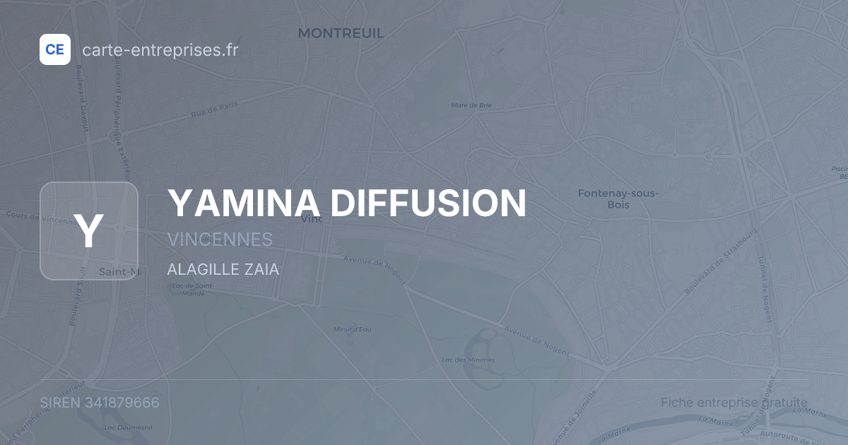 YAMINA DIFFUSION — 341879666 — fiche entreprise