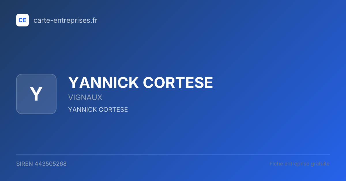 YANNICK CORTESE — 443505268 — fiche entreprise