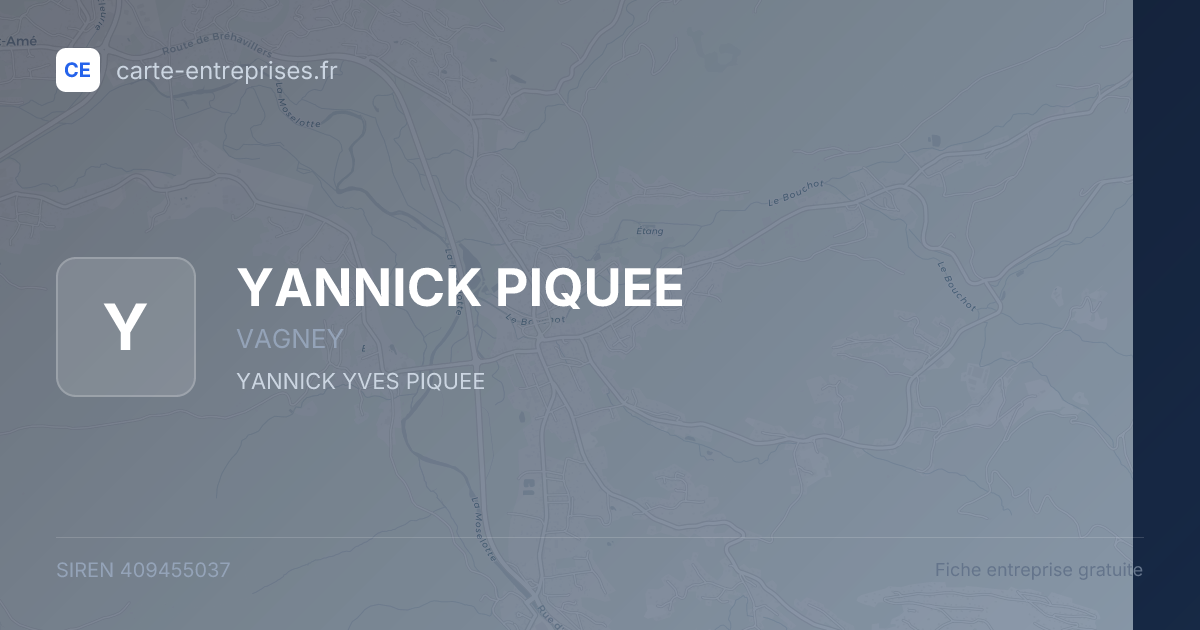 YANNICK PIQUEE — 409455037 — fiche entreprise