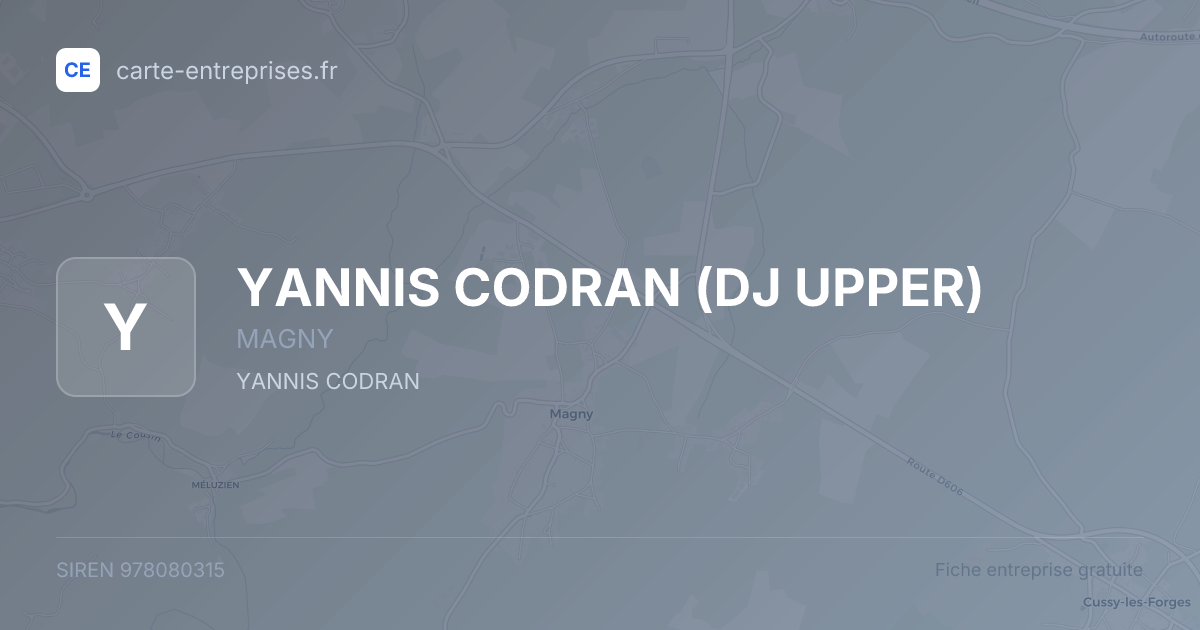 YANNIS CODRAN (DJ UPPER) — 978080315 — fiche entreprise