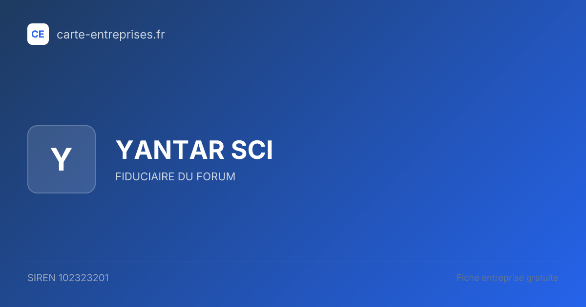 YANTAR SCI — 102323201 — fiche entreprise