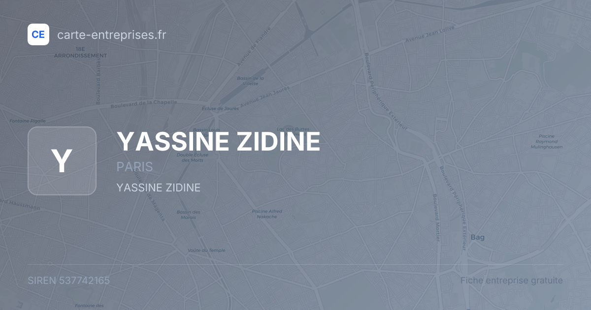 YASSINE ZIDINE — 537742165 — fiche entreprise