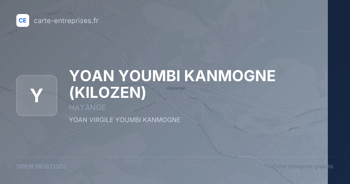 YOAN YOUMBI KANMOGNE (KILOZEN) — 993821362 — fiche entreprise