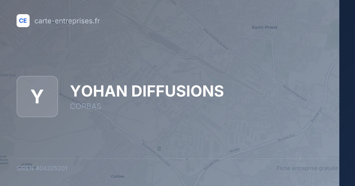 YOHAN DIFFUSIONS — 404325201 — fiche entreprise