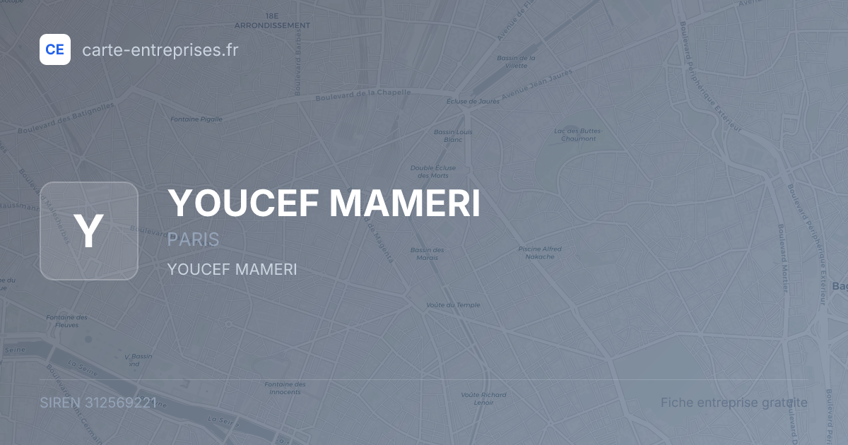 YOUCEF MAMERI — 312569221 — fiche entreprise
