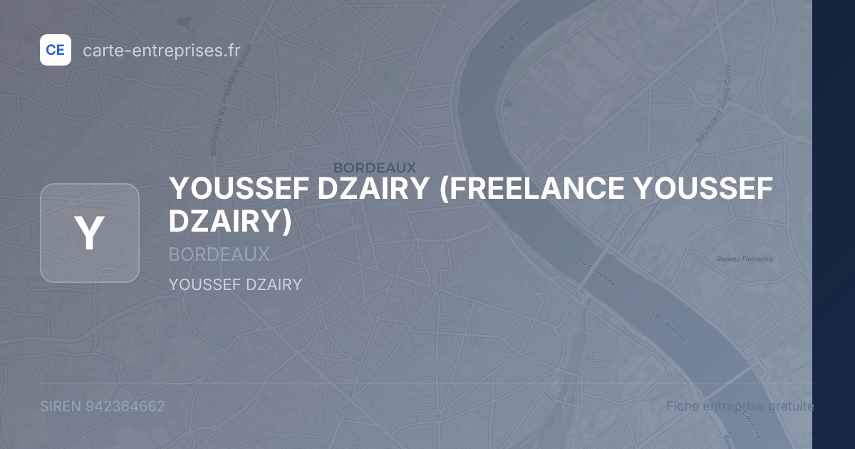 YOUSSEF DZAIRY (FREELANCE YOUSSEF DZAIRY) — 942364662 — fiche entreprise