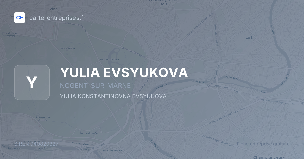 YULIA EVSYUKOVA — 940820327 — fiche entreprise