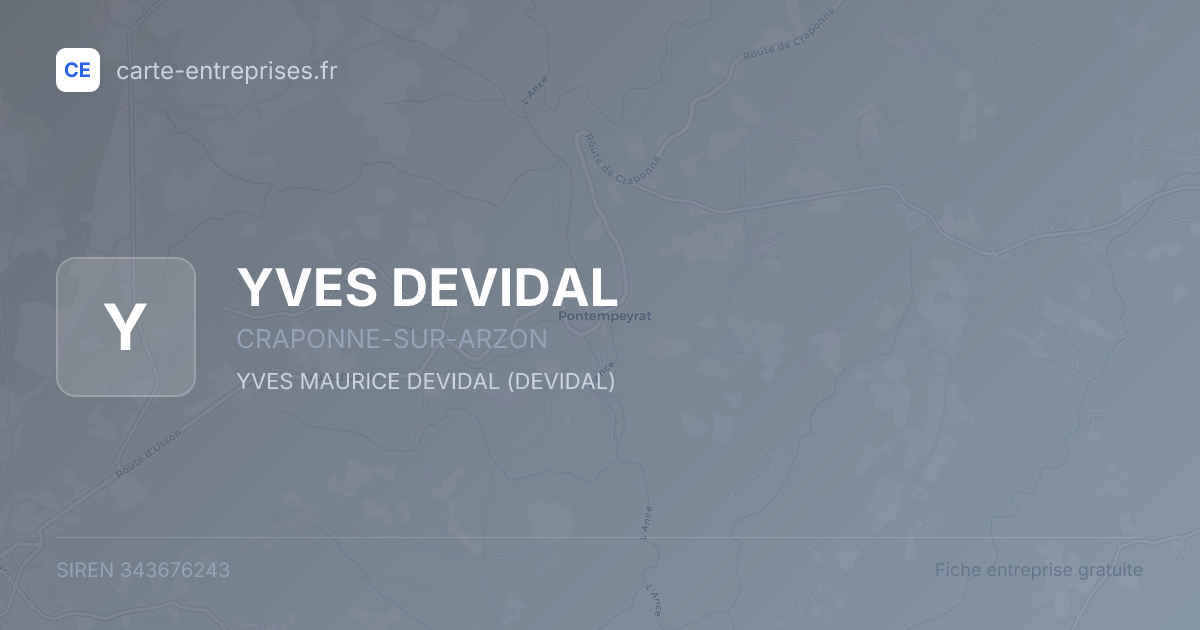 YVES DEVIDAL — 343676243 — fiche entreprise