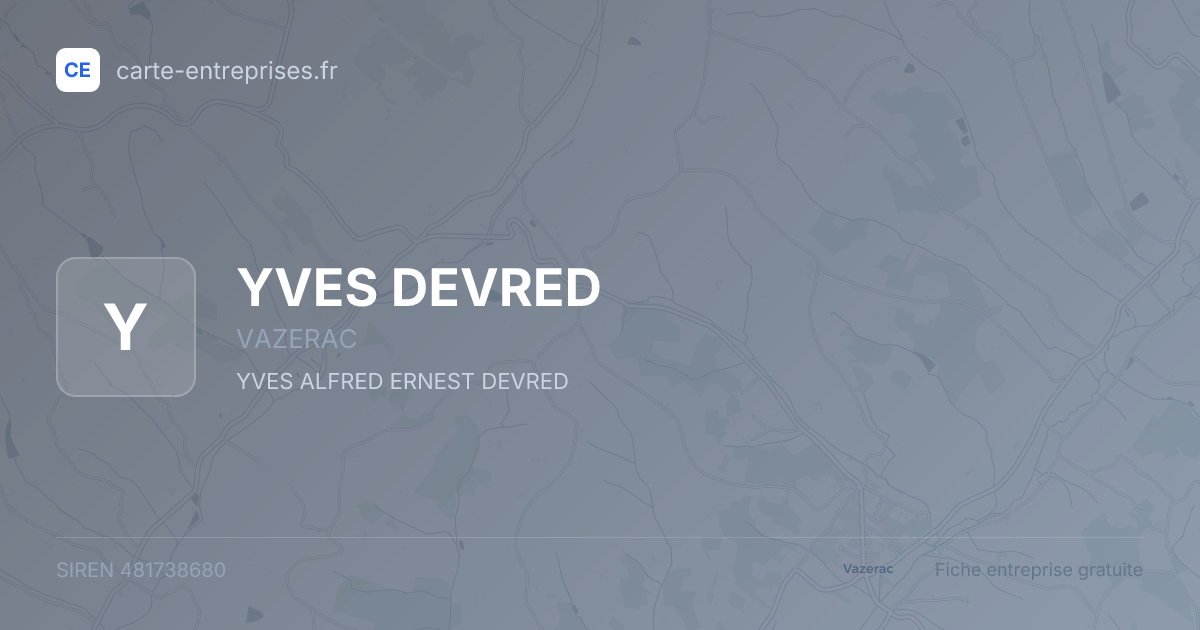 YVES DEVRED — 481738680 — fiche entreprise
