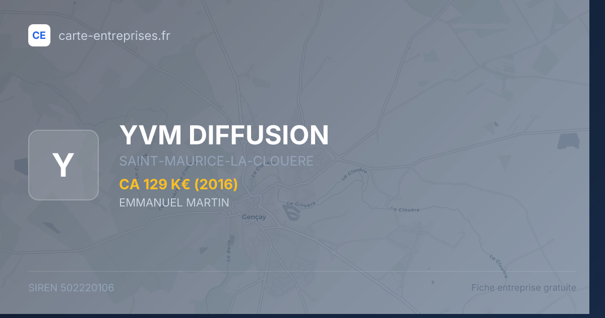 YVM DIFFUSION — 502220106 — fiche entreprise