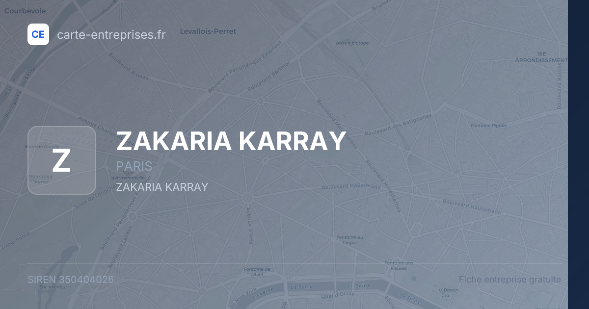 ZAKARIA KARRAY — 350404026 — fiche entreprise