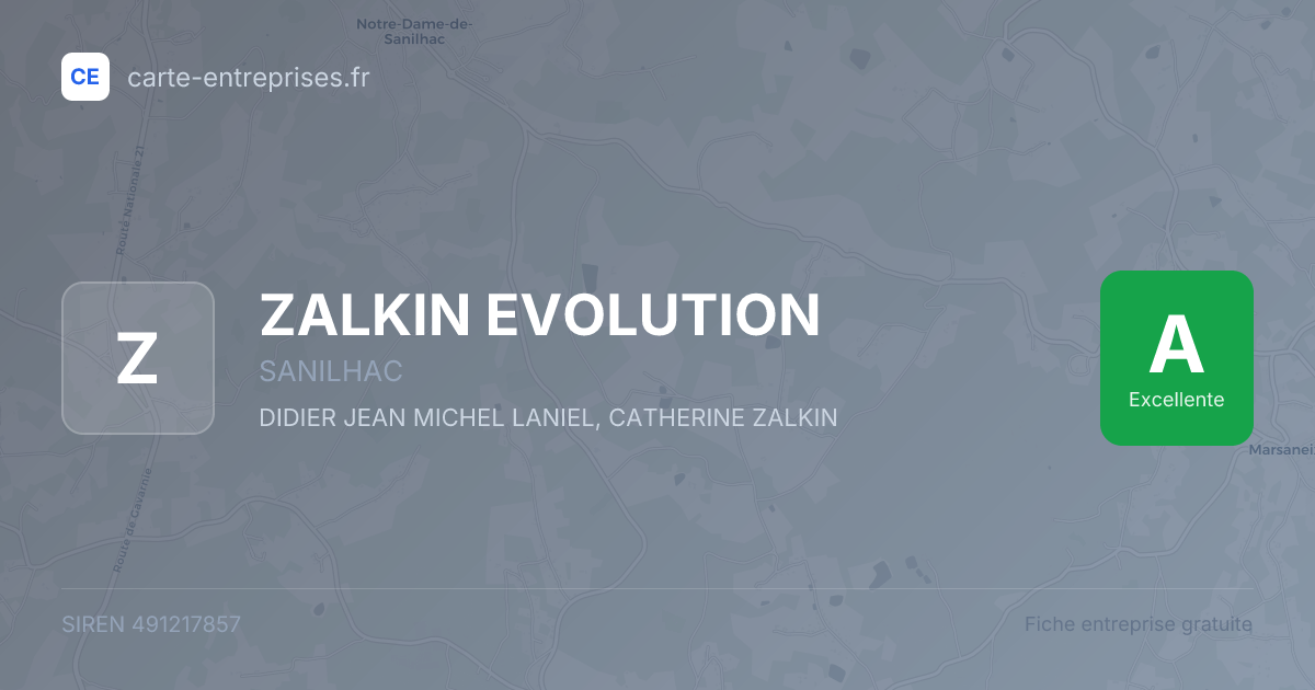 ZALKIN EVOLUTION — 491217857 — fiche entreprise