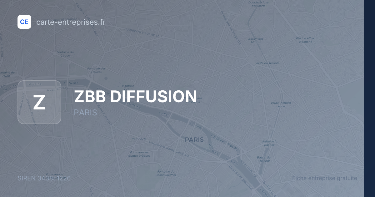 ZBB DIFFUSION — 343851226 — fiche entreprise
