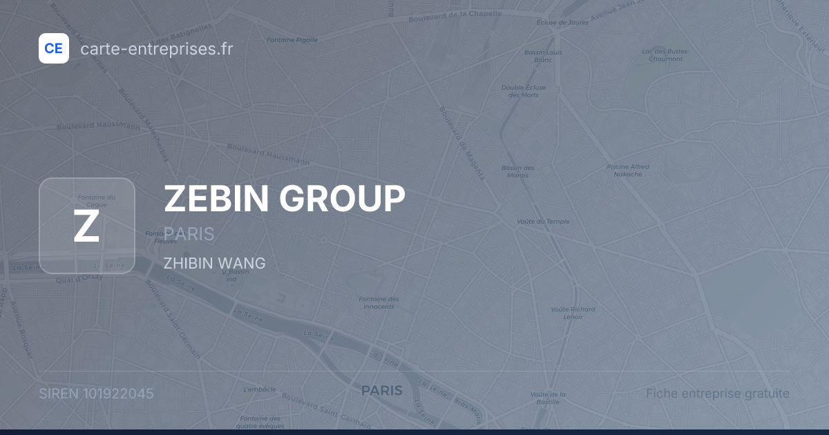 ZEBIN GROUP — 101922045 — fiche entreprise
