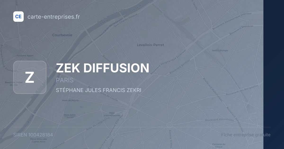ZEK DIFFUSION — 100428184 — fiche entreprise