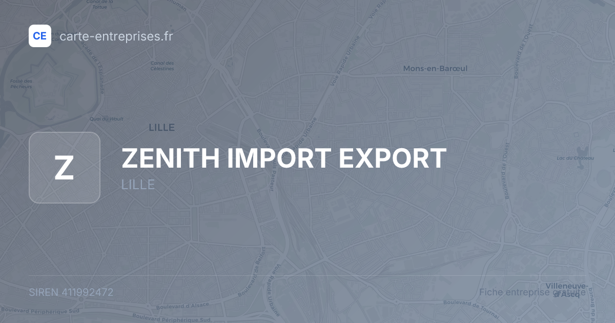 ZENITH IMPORT EXPORT — 411992472 — fiche entreprise