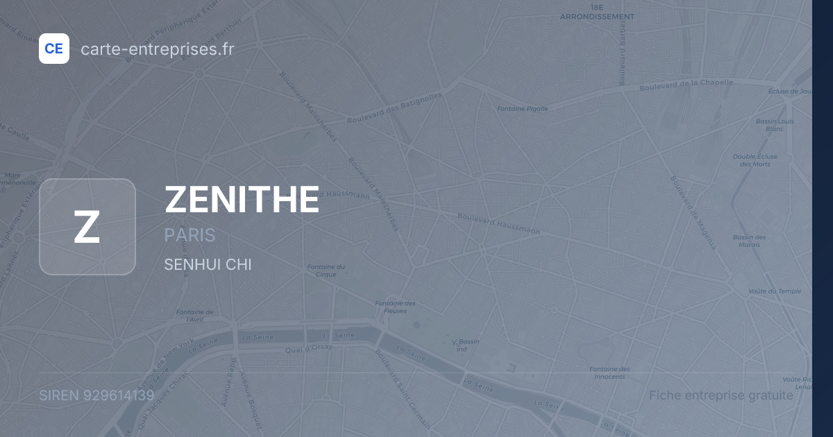 ZENITHE — 929614139 — fiche entreprise