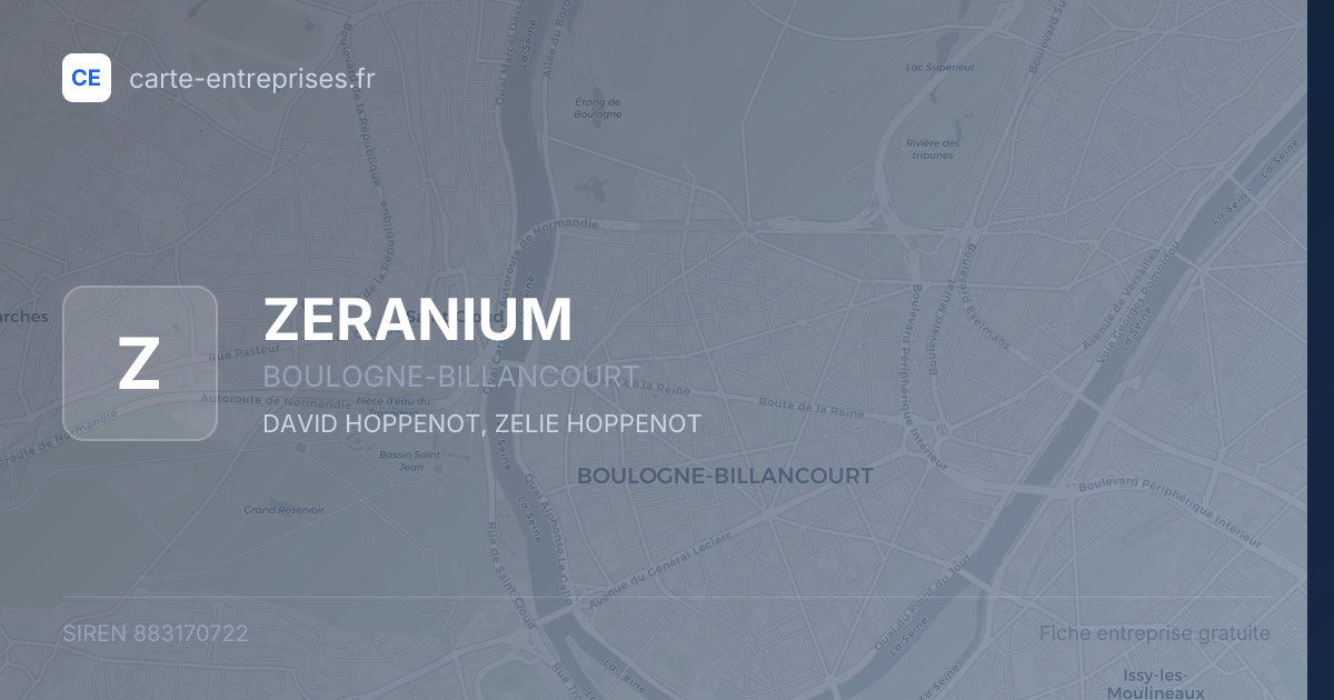 ZERANIUM — 883170722 — fiche entreprise