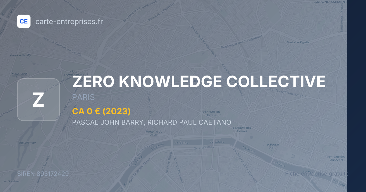 ZERO KNOWLEDGE COLLECTIVE — 893172429 — fiche entreprise