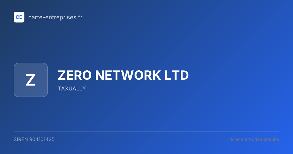 ZERO NETWORK LTD — 904101425 — fiche entreprise