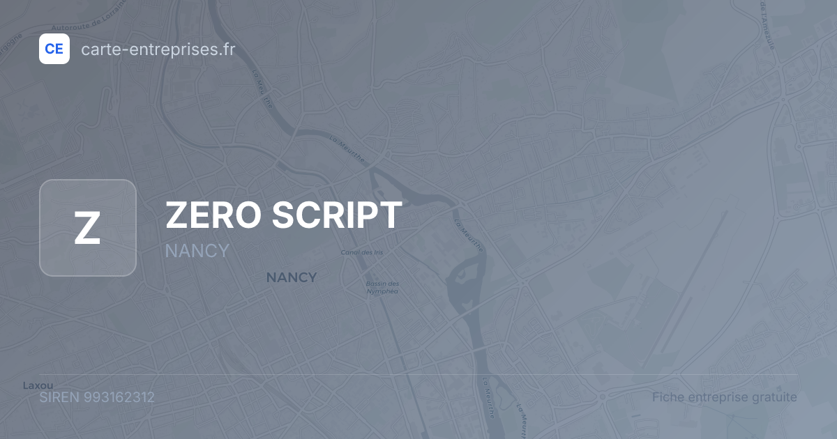 ZERO SCRIPT — 993162312 — fiche entreprise
