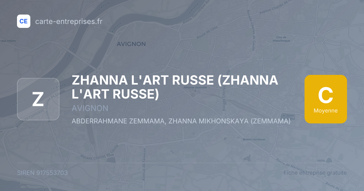 ZHANNA L'ART RUSSE (ZHANNA L'ART RUSSE) — 917553703 — fiche entreprise