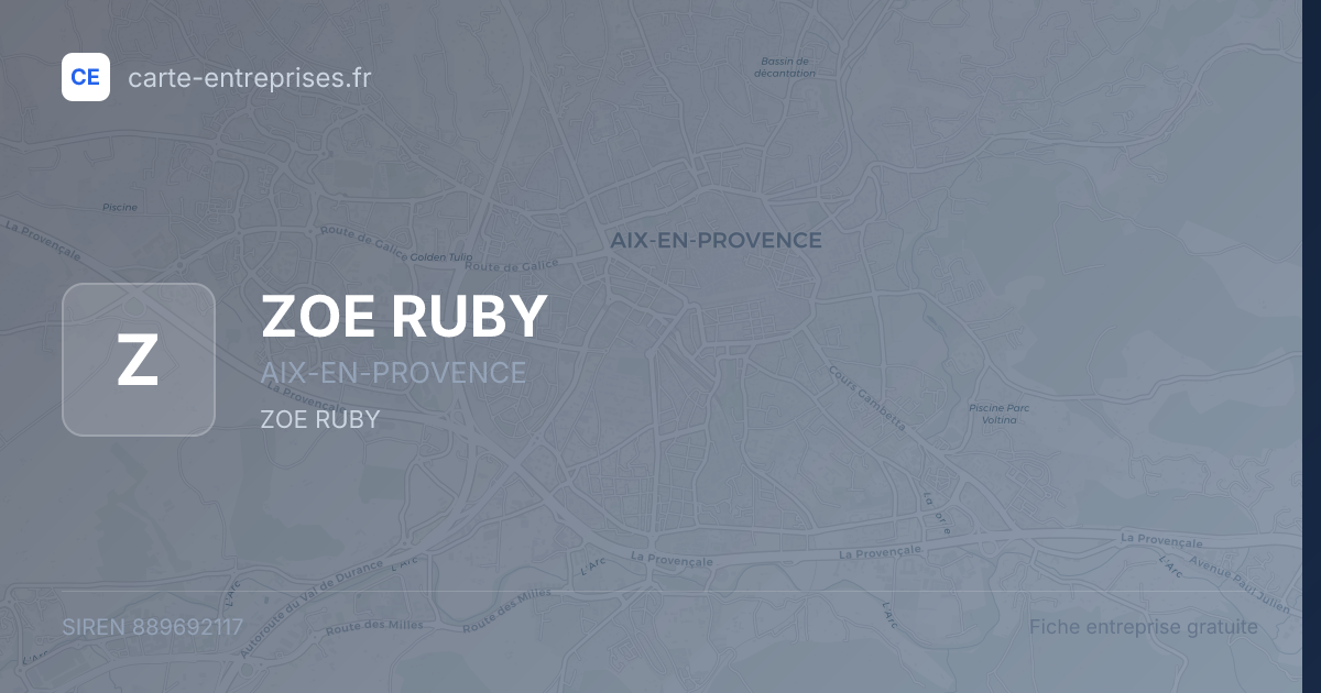 ZOE RUBY — 889692117 — fiche entreprise