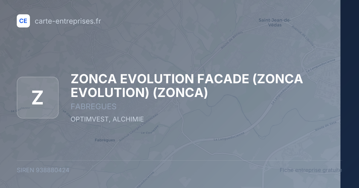 ZONCA EVOLUTION FACADE (ZONCA EVOLUTION) (ZONCA) — 938880424 — fiche entreprise