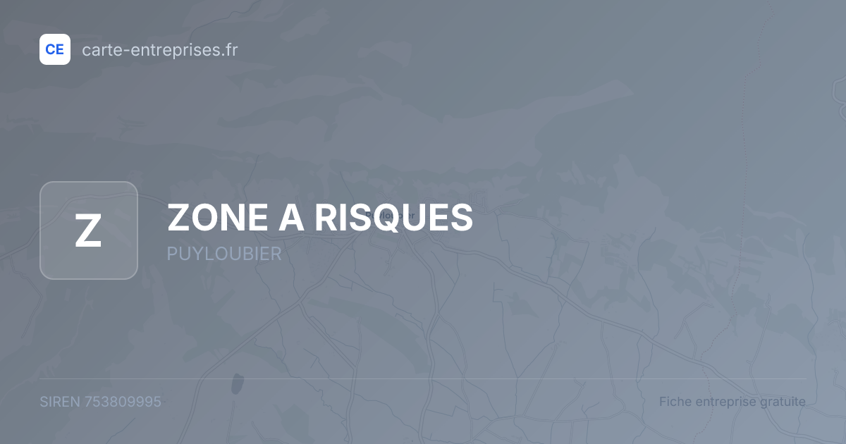 ZONE A RISQUES — 753809995 — fiche entreprise