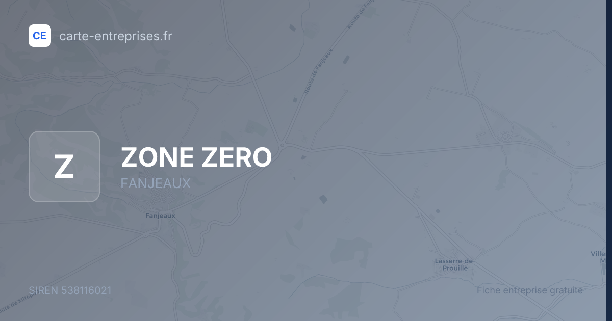 ZONE ZERO — 538116021 — fiche entreprise