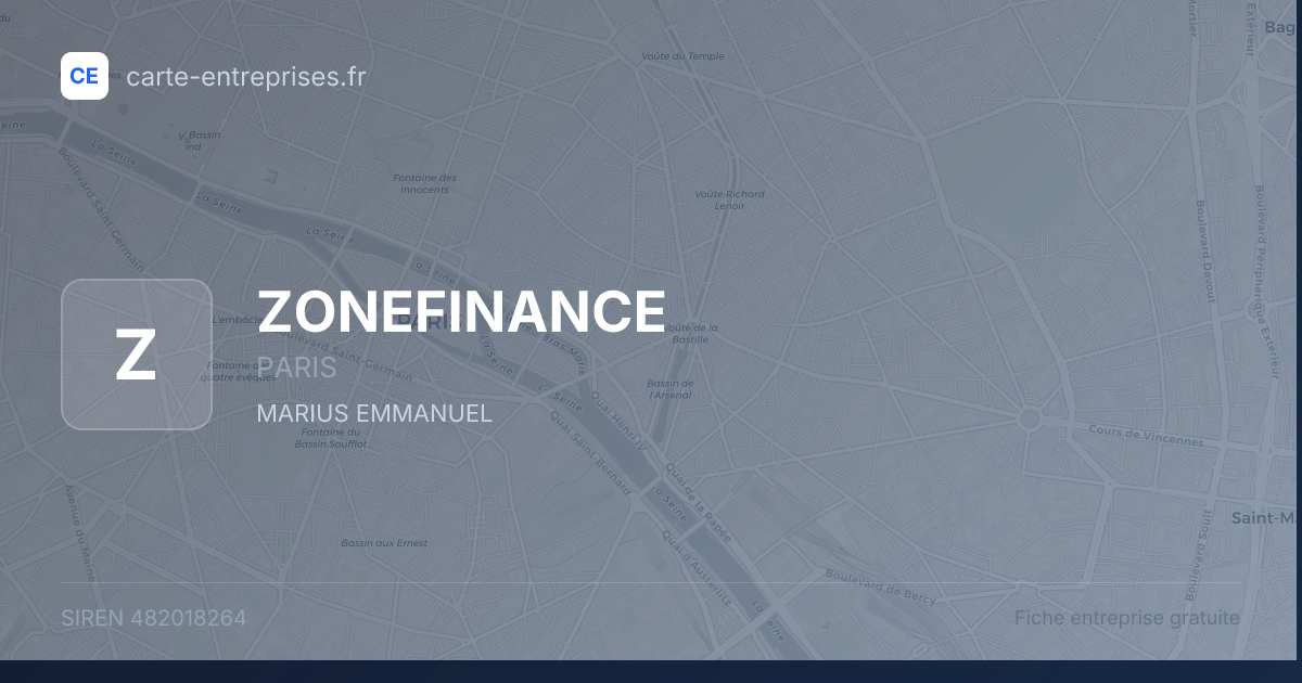 ZONEFINANCE — 482018264 — fiche entreprise